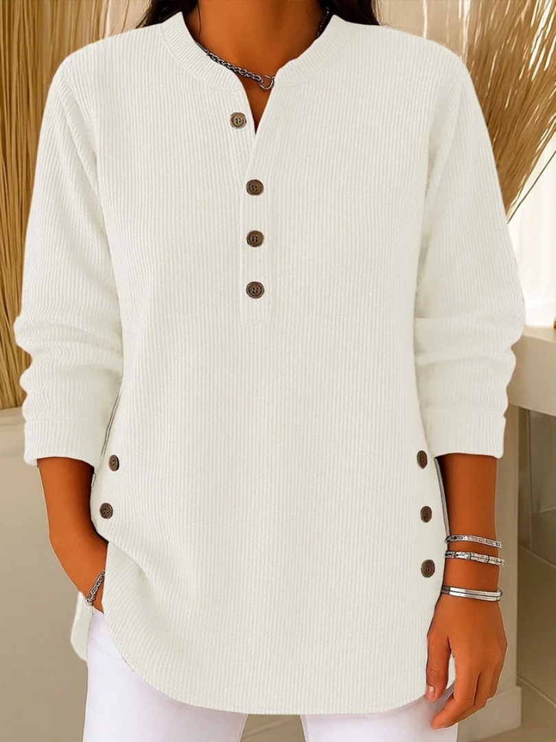 Elsie | Ribbed Henley Knit Jumper